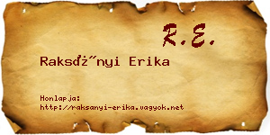 Raksányi Erika névjegykártya