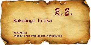 Raksányi Erika névjegykártya